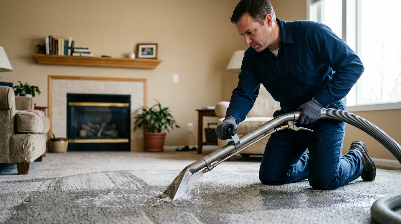 Water damage restoration technician working near Bexar, AR